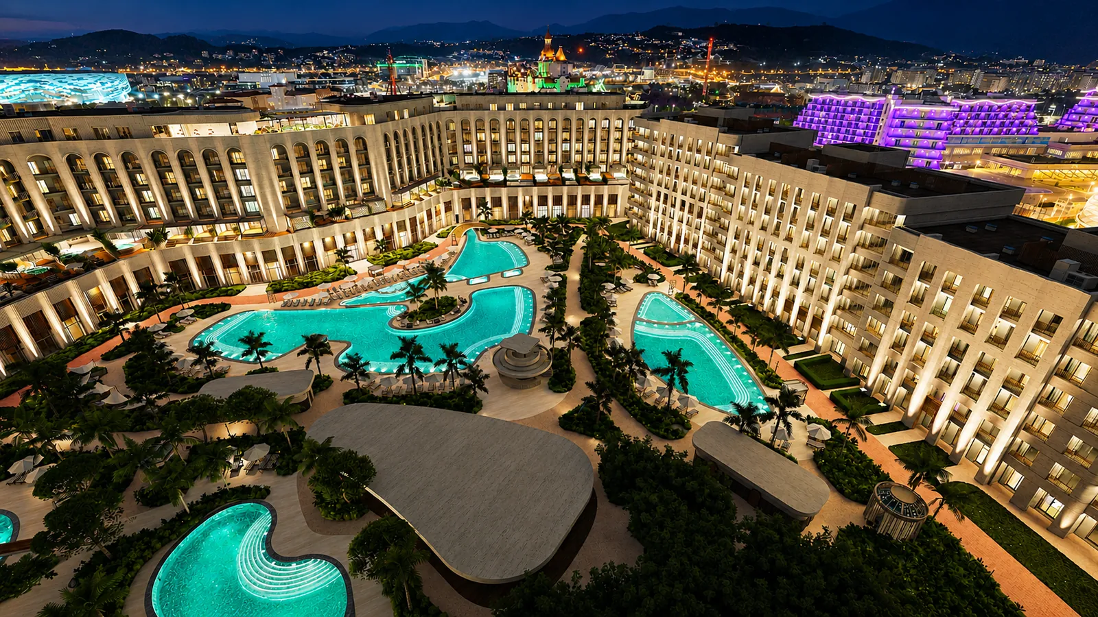 Mantera Resort, Сочи — архитектурно-художественная подсветка курортного комплекса, EXPOTEN 2024